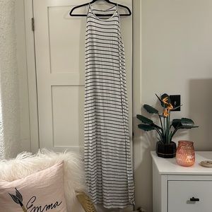 Black and white striped maxi dress